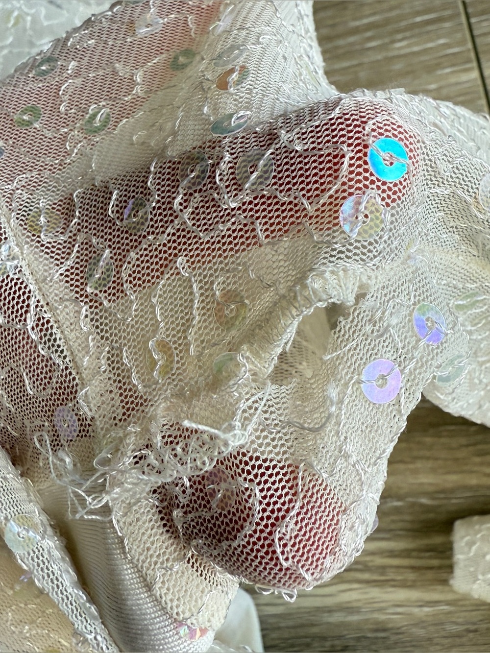 Victoria's Secret Vintage 90s Sequin Sheer Cardigan Ivory Small Y2K - Picture 6 of 6